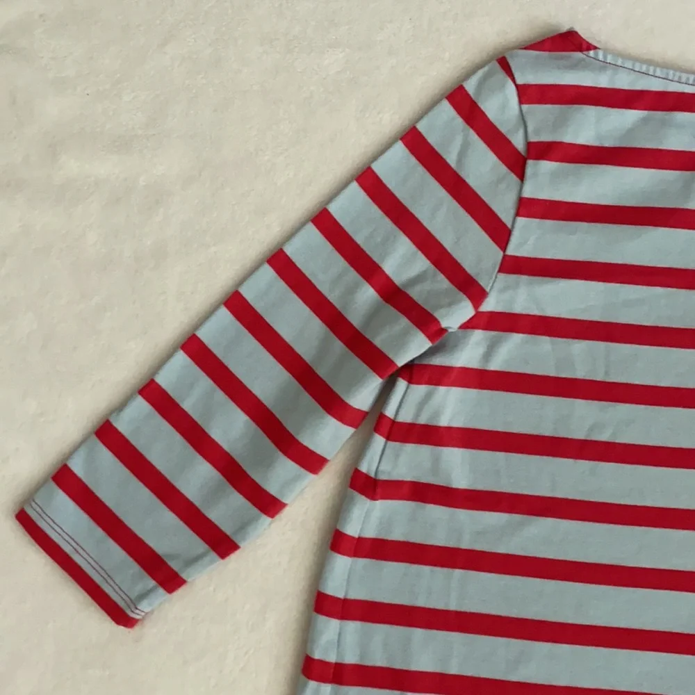 The Nines by Hatch | Cotton 3/4 Sleeve Nautical Stripe Maternity Mini Dress (XS) - Picture 13 of 16